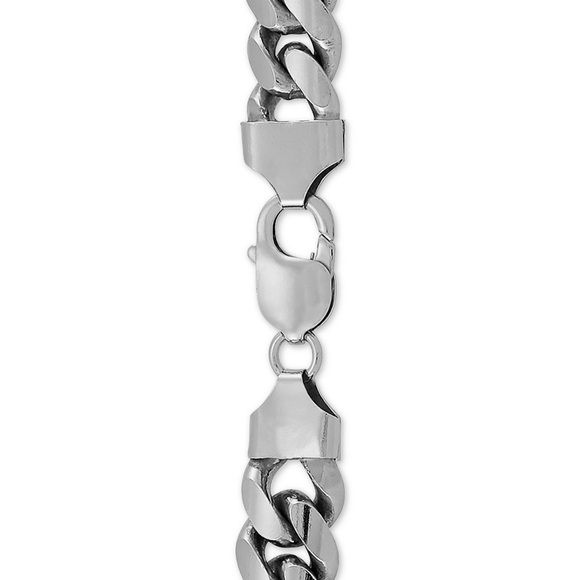 Cuban Link 26" Chain Necklace in 18k white Gold-Plated Sterling Silver - Picture 3 of 3